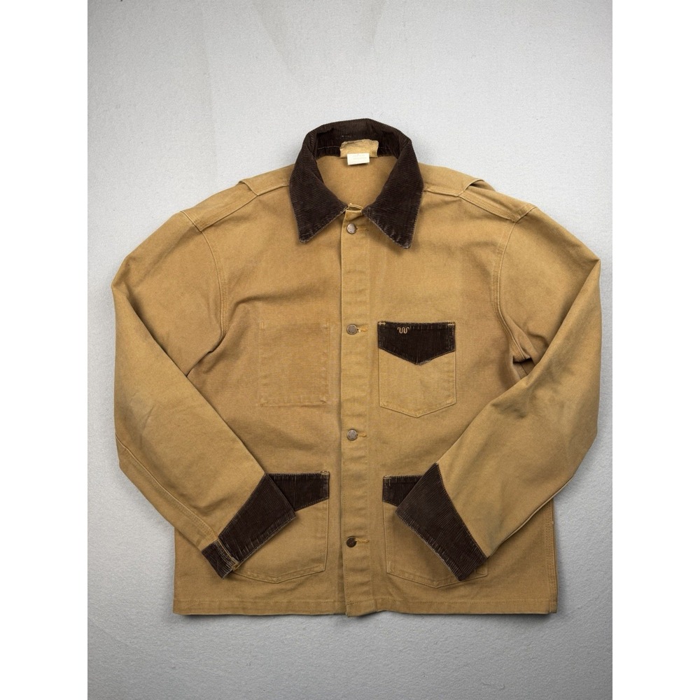 King Ranch Jacket Mens Large L Brown Corduroy Collar Western Chore Jacket USA